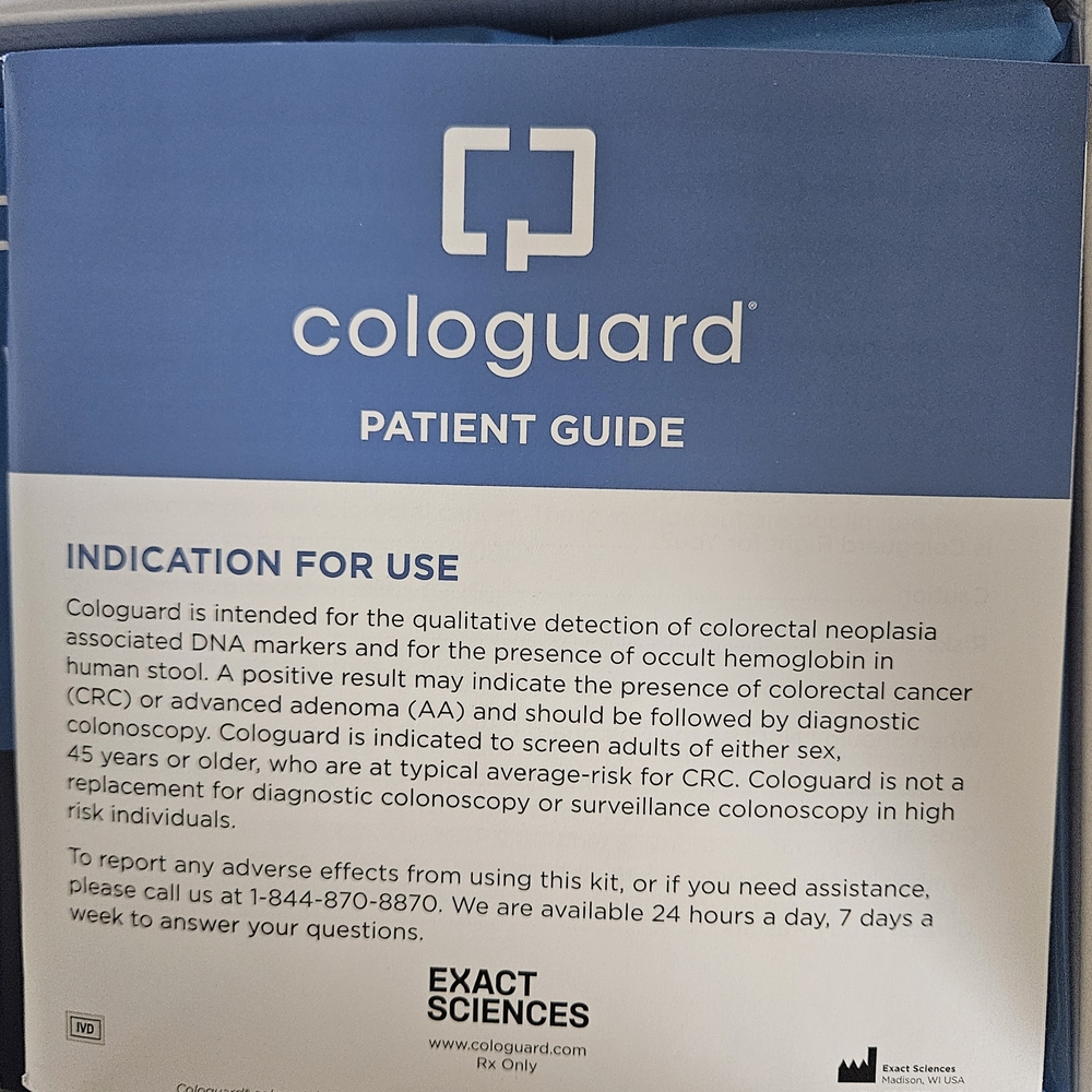 Cologuard Includes Patient Guide - Blue and White